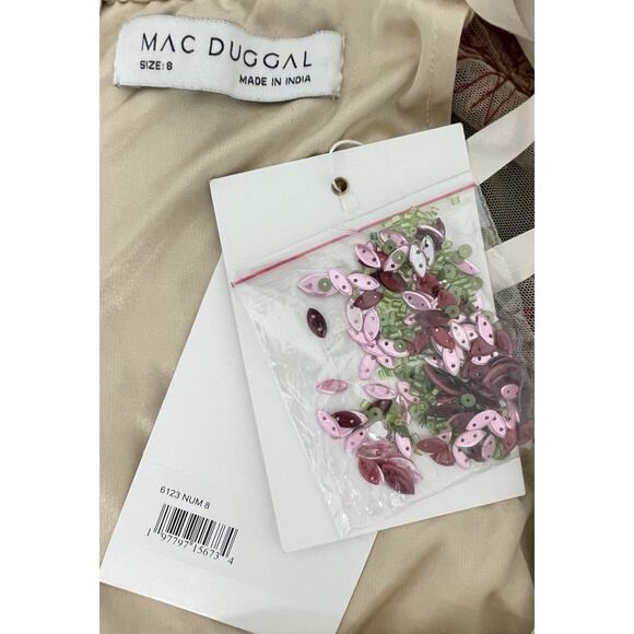 MAC DUGGAL 6123 Embellished Floral Beaded Mesh Shawl Mini Dress Size 8 $498 - Picture 8 of 8